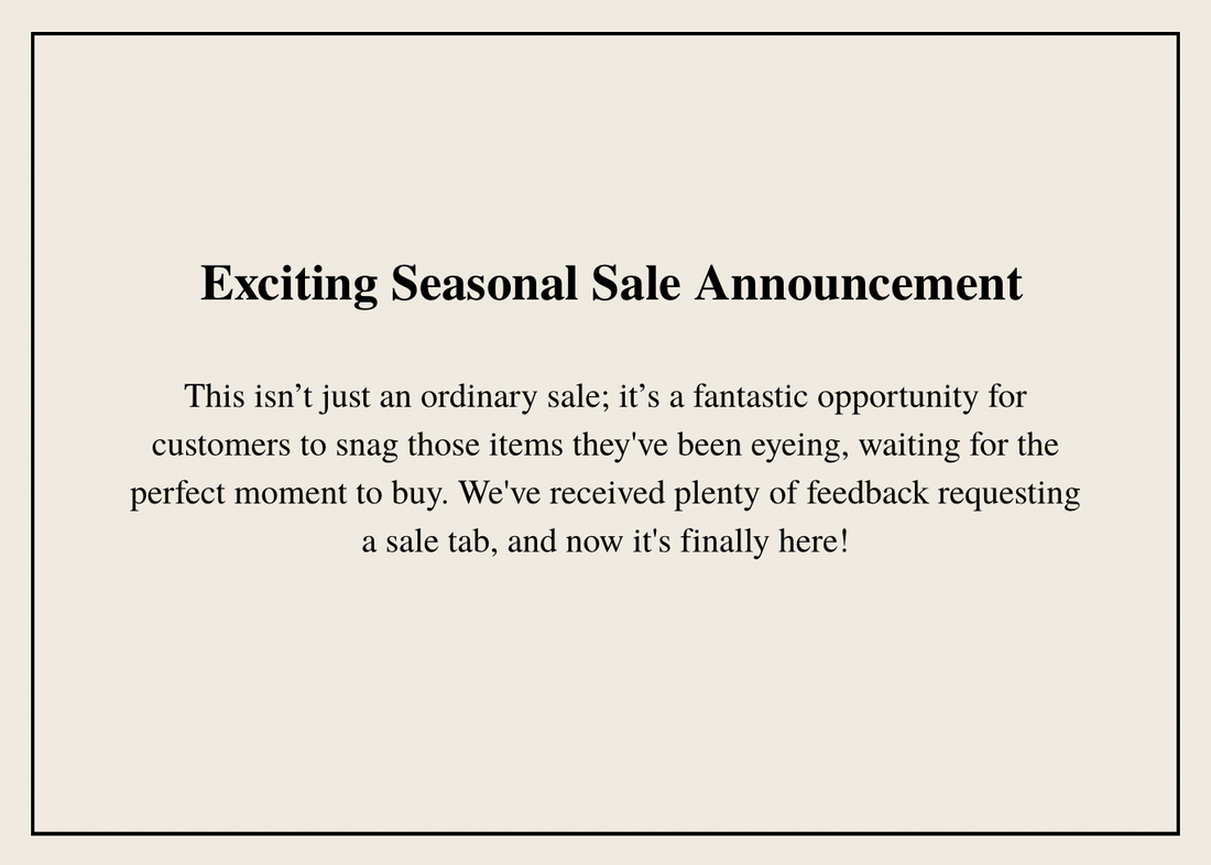 Seasonal Sale Announcement