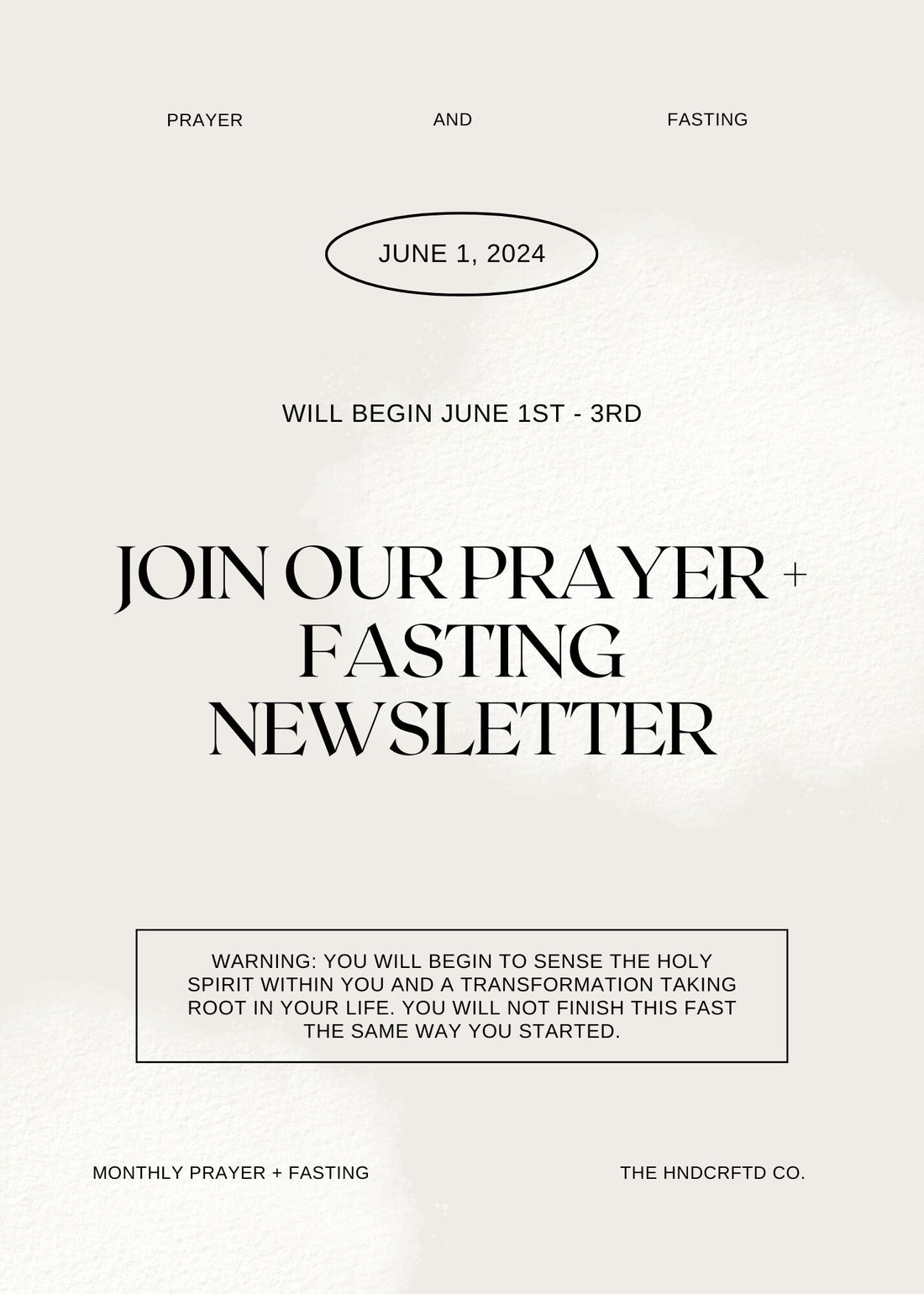 Prayer + Fasting Newsletter